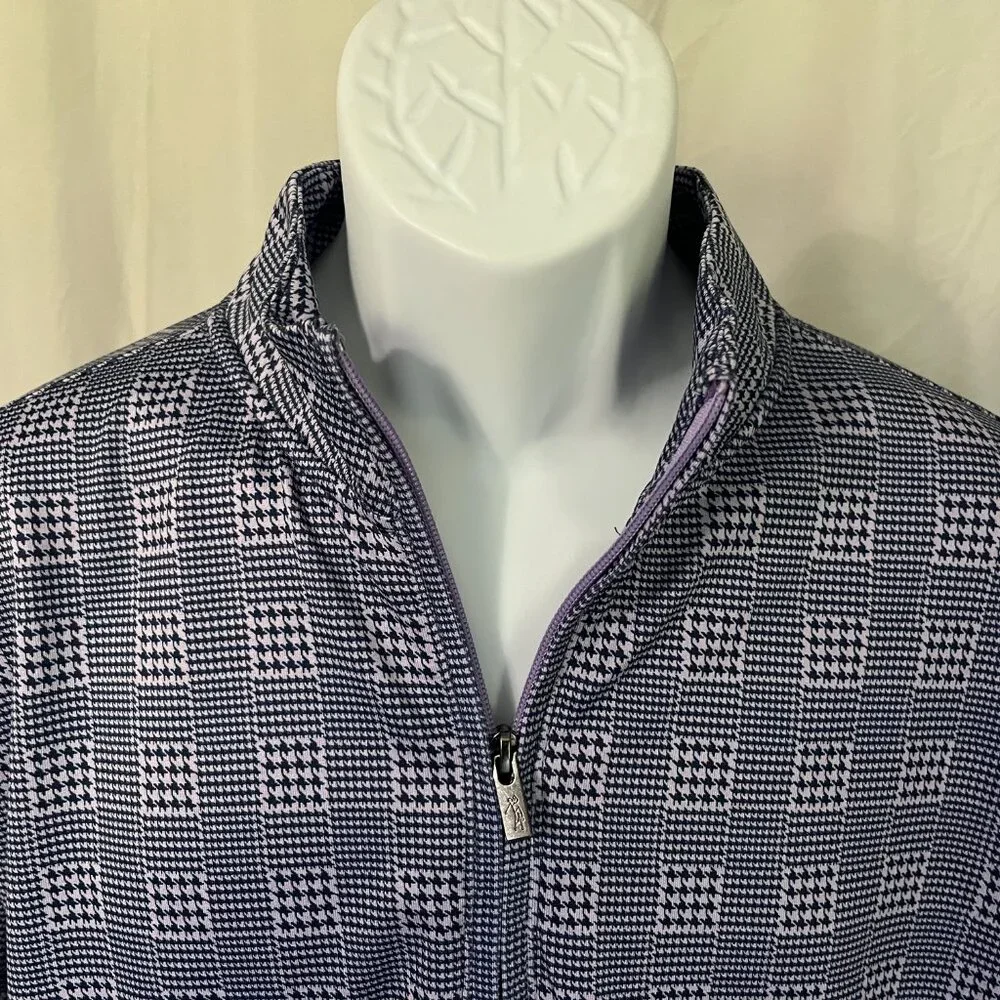 Bobby Jones Performance 1/2 Zip Jacket L Purple Plaid Golf EUC 🟣⛳
